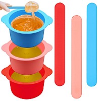 3Pcs Nonstick Silicone Wax Melt Liners With Wax Sticks Reusable Bowl For Wax Warmer And Hair Removal 14Oz