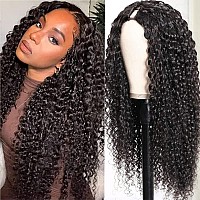 Ainmeys Curly V Part Wigs Brazilian Kinky Curly Human Hair Wigs For Black Women V Shape Wigs No Leave Out Lace Front Wigs Upgrad