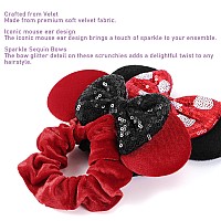 Hqsite 6 Pcs Mouse Scrunchies Shiny Bows Mouse Ears For Birthday Parties Themed Events A Perfect Addition To Your Trip Essent