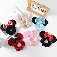 Hqsite 6 Pcs Mouse Scrunchies Shiny Bows Mouse Ears For Birthday Parties Themed Events A Perfect Addition To Your Trip Essent