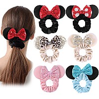 Hqsite 6 Pcs Mouse Scrunchies Shiny Bows Mouse Ears For Birthday Parties Themed Events A Perfect Addition To Your Trip Essent