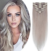 Benehair 8Pcs 14Inch Clip In Hair Extensions Real Human Hair Clip On Hair Extensions Double Weft Remy Human Hair Extensions Soft