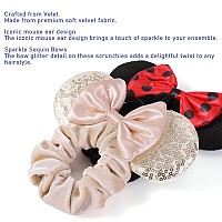 Hqsite 6 Pcs Mouse Scrunchies Shiny Bows Mouse Ears For Birthday Parties Themed Events A Perfect Addition To Your Trip Essent