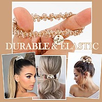 Ahoney 9Pcs Pearl Hair Ties Elastic Hair Scrunchies Hold Crystal Beads Bulk Hair Ropes Stretchy Handmade Boho Hair Accessories F