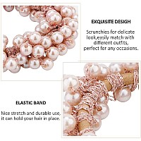 Ahoney 9Pcs Pearl Hair Ties Elastic Hair Scrunchies Hold Crystal Beads Bulk Hair Ropes Stretchy Handmade Boho Hair Accessories F