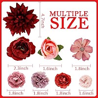 Ahoney 20 Pieces Red Rose Hair Clips For Women Girls Hair Artificial Flowers Floral Alligator Clips Flowers Hair Pins Valentine