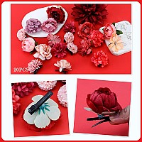 Ahoney 20 Pieces Red Rose Hair Clips For Women Girls Hair Artificial Flowers Floral Alligator Clips Flowers Hair Pins Valentine