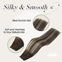 Full Shine Hand Tied Weft Hair Extensions Human Hair Color Darkest Brown To Platinum Blonde Mix Darkest Brown Human Hair Extensi