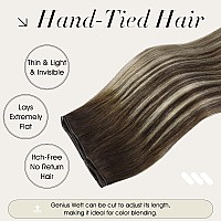 Full Shine Hand Tied Weft Hair Extensions Human Hair Color Darkest Brown To Platinum Blonde Mix Darkest Brown Human Hair Extensi