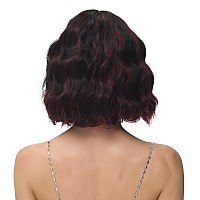 Rose Bud Wavy Bob Wig With Bangs Synthetic Natural Wig Short Curly Wigs For Women Thick Brown To Red