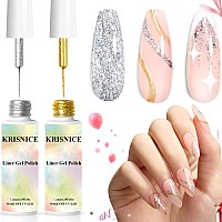 Krisnice Nail Art Liner Gel Polish Built In Thin Brushmetallic Glod Silver Colors Nail Polish Soak Off Curing For French Tip Nai