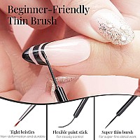 Krisnice Nail Art Liner Gel Polish Built In Thin Brush Black White Nail Polish Soak Off Curing For French Tip Nails Design Nail