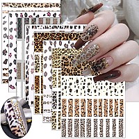 8Sheets Leopard Nail Stickers For Nail Art 3D Selfadhesive Designer Nail Art Supplies For Leopard Frensh Nail Decals Leopard Pr