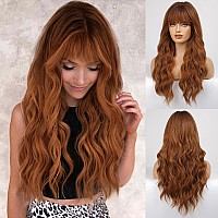 Haircube Ombre Auburn Wig With Bangs Long Curly Wig With Bangs Orange Wig Natural Appearance Heatresistant Synthetic Wig Suitab