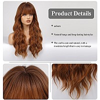 Haircube Ombre Auburn Wig With Bangs Long Curly Wig With Bangs Orange Wig Natural Appearance Heatresistant Synthetic Wig Suitab