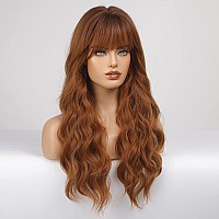 Haircube Ombre Auburn Wig With Bangs Long Curly Wig With Bangs Orange Wig Natural Appearance Heatresistant Synthetic Wig Suitab