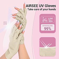 Airsee Uv Gloves For Nail Lampprofessional Upf50 Uv Protection Gloves For Manicures Nail Artfingerless Gloves That Shield Ski