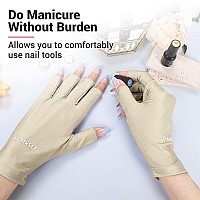 Airsee Uv Gloves For Nail Lampprofessional Upf50 Uv Protection Gloves For Manicures Nail Artfingerless Gloves That Shield Ski