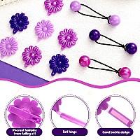 72 Pcs Hair Accessories Set Plastic Selfhinge Barrettes Hair Balls Bow Ties Flower Clips For Girls Baby And Toddler Purp