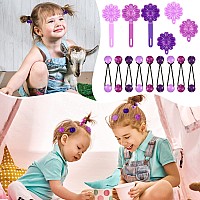 72 Pcs Hair Accessories Set Plastic Selfhinge Barrettes Hair Balls Bow Ties Flower Clips For Girls Baby And Toddler Purp