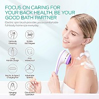 Voyor Electric Body Brush Back Scrubber For Shower Rechargeable Exfoliating Bath Brush Powered Shower Brush With Nonslip Long H