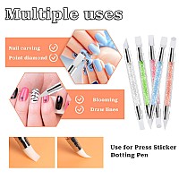 5 Pcs Nail Art Sculpture Pen Dual Tipped Silicone Nail Tools Nail Art Acrylic Pen Silicone Brushes For Resin Nail Art Tools For