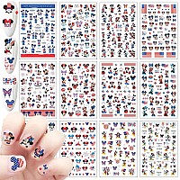 4Th Of July Nail Art Stickers Cute Cartoon Nail Decals Designer Nail Art Supplies 3D Patriotic American Flag Selfadhesive Diy N