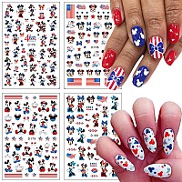 4Th Of July Nail Art Stickers Cute Cartoon Nail Decals Designer Nail Art Supplies 3D Patriotic American Flag Selfadhesive Diy N