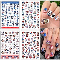 4Th Of July Nail Art Stickers Cute Cartoon Nail Decals Designer Nail Art Supplies 3D Patriotic American Flag Selfadhesive Diy N