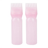 Framendino 2 Pack Hair Dye Bottle Applicator Comb Hair Oil Brush Comb 6 Ounce Pink For Beauty