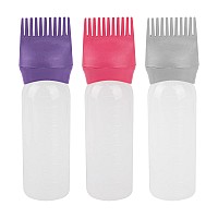 Framendino 3 Pack 6 Ounce Root Comb Applicator Bottle Hair Color Applicator Bottles With Graduated Scale For Salon Home Use