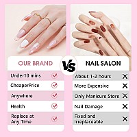 Pink French Tip Press On Nails Long Jofay Fashion Fake Nails With Star Designs False Nails With Glue Stick On Nails For Women