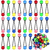 Jutom 24 Pieces Hair Ties 20Mm Hair Balls Bubble Ponytail Holders For Girls Double Bead Bubble Hair Ties Colorful 80S 90S Hair E