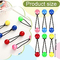 Jutom 24 Pieces Hair Ties 20Mm Hair Balls Bubble Ponytail Holders For Girls Double Bead Bubble Hair Ties Colorful 80S 90S Hair E