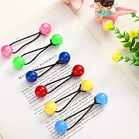 Jutom 24 Pieces Hair Ties 20Mm Hair Balls Bubble Ponytail Holders For Girls Double Bead Bubble Hair Ties Colorful 80S 90S Hair E