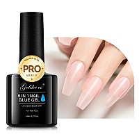 Gelike Ec Pink Nail Glue Gel 6 In 1 Sheer Baby Pink Nail Glue Nail Polish For Clear Acrylic Nail French Manicurelong Lasting