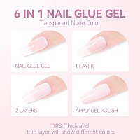 Gelike Ec Pink Nail Glue Gel 6 In 1 Sheer Baby Pink Nail Glue Nail Polish For Clear Acrylic Nail French Manicurelong Lasting