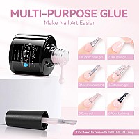 Gelike Ec Pink Nail Glue Gel 6 In 1 Sheer Baby Pink Nail Glue Nail Polish For Clear Acrylic Nail French Manicurelong Lasting