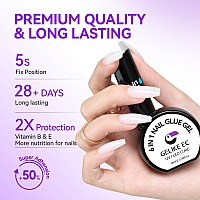 Gelike Ec Milky White Gel Nail Glue 32Ml Vitamin Be 6 In 1 Extra Strong Brush On Nail Glue For Acrylic Nails2Pcs Long Lastin