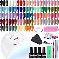 Jodsone Gel Nail Polish Kit With U V Light 36 Pcs Classic Black And White Nude And Blue Purple Gel Polish Set With Manicure Tool