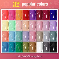 Jodsone Gel Nail Polish Kit With U V Light 36 Pcs Classic Black And White Nude And Blue Purple Gel Polish Set With Manicure Tool