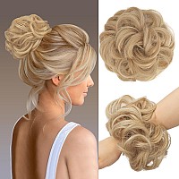 Feshfen Messy Hair Bun Hair Pieces Wavy Curly Large Hair Bun Scrunchies Extensions Synthetic Chignon Hairpieces For Women Girls