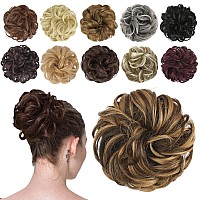 Feshfen Messy Hair Bun Hair Pieces Elastic Wavy Curly Hair Bun Scrunchies Extensions Synthetic Chignon Hairpieces For Women Girl