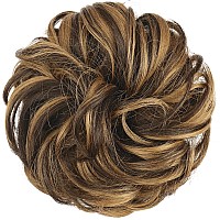 Feshfen Messy Hair Bun Hair Pieces Elastic Wavy Curly Hair Bun Scrunchies Extensions Synthetic Chignon Hairpieces For Women Girl