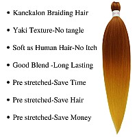 Gozill Ginger Golden Ombre Braiding Hair Pre Stretched Kanekalon Braiding Hair Micro Ez Braid Hypoallergenic Braiding Hair Color