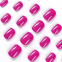 Riicfdd Square Press On Nails Short Fake Nails Nude Acrylic False Nails Extra Short Rose Pink Artificial Nails Glossy Solid Colo