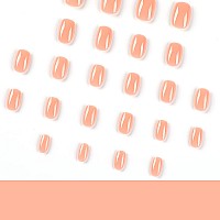 Riicfdd Square Press On Nails Short Fake Nails Nude Acrylic False Nails Extra Short Pink Artificial Nails Glossy Solid Color Ful