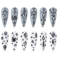 Hnuix Nail Rhinestones 2920Pcs 3D Multi Shape Size Crystal Transparent Gray Nail Gems Flat Back With Kit For Nail Art Diy