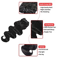 Liqusee Clip In Hair Extensions Real Human Hair Double Weft Thick Body Wave Hair Extensions 7 Pcs With 16 Clips Handmade Real Cl