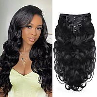 Liqusee Body Wave Clip In Hair Extensions Real Human Hair 100G Per Pack Double Weft Brazilian Clip Ins Virgin Human Hair Extensi